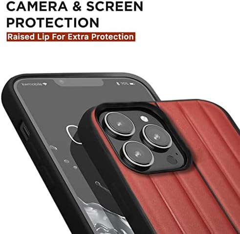 CG Mobile Ferrari Telefon za telefon za iPhone 14 Pro u crvenim reljefnim prugama, zaštitnom kožnom, izdržljivom