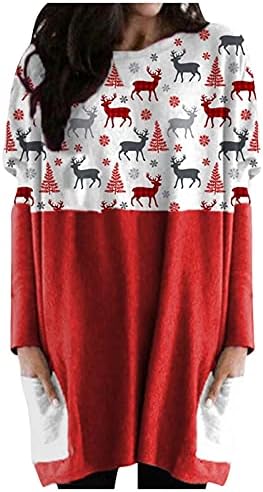 Lagani duksevi za žene - Ženski Božićni Print pahuljica Crewneck Dugi rukav pulover Hoodie Dress Tops