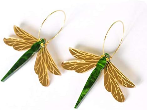 Leptir leptir naušnice akril zelena slatka životinja Dragonfly Wing Izjava modni obruč viseća naušnice za