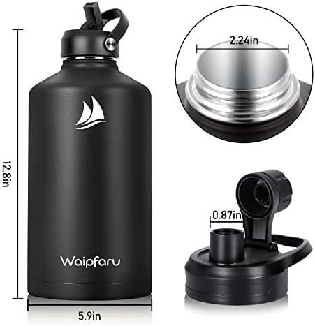 Watfaru 128oz boca za vodu - boca za vodu od nehrđajućeg čelika sa 2 poklopca i 2 slamke, vakuum izolirani