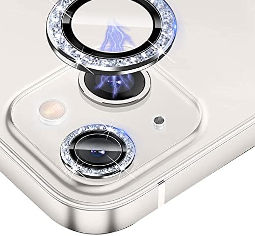 Jolojo Bling zaštita sočiva kamere kompatibilna za iPhone 13/13 Mini Ultra Thin/Clear kaljeno staklo [protiv ogrebotina][Shatter/voda/magla-Proof] zaštita metalnog poklopca-Silver Diamond