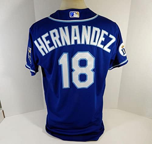 2020 Kansas City Royals Oscar Hernandez # 18 Igra Izdana Blue Jersey DG Patch 90 - Igra Polovni MLB dresovi
