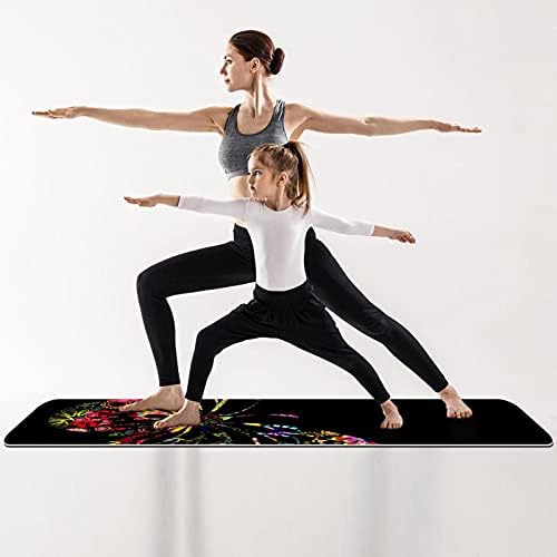 Black Butterfly Extra Thick Yoga Mat - Eco Friendly Non - slip Vježba & fitnes Mat Vježba Mat za sve vrste joge, Pilates i Kat vježbe 72x24in