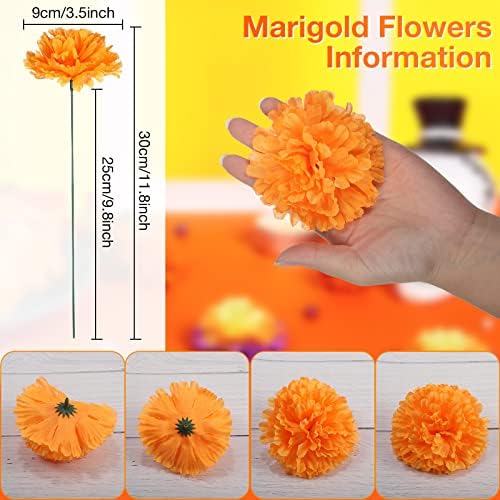 CINDER 200 SKLADITE Umjetni marigold cvijet sa stabljicima skupno 3,5 inčni svileni marigold lažno cvijeće
