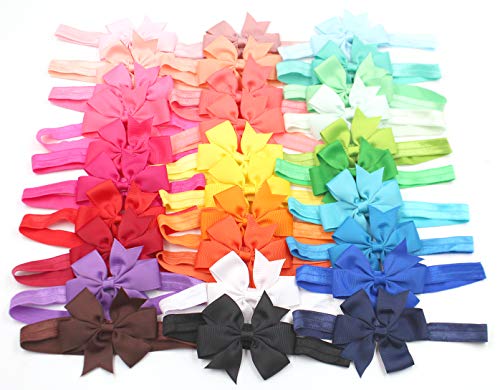 30 boje Baby Girls trake za glavu 3 & # 34; Pinwheel mašne za kosu elastične trake za kosu Dodaci za kosu za novorođenčad malu djecu