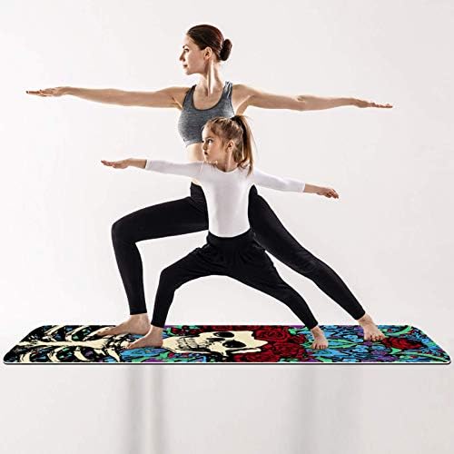 Siebzeh šećer Lobanja Rose Print Premium debeli Yoga Mat Eco Friendly gumene zdravlje & amp; Fitness non Slip Mat za sve vrste vježbe joge i pilatesa