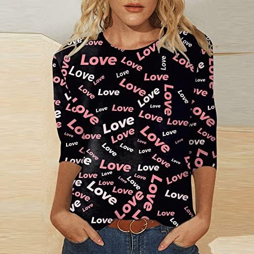 Jjhaevdy Womens Love Hearther Dukserice Sretan Valentinovo košulje Grafički pulover pulover vrhove bluza
