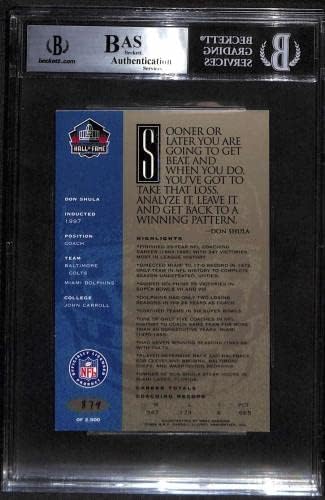 92 Don Shula - 1998 Ron Mix Hof Platinum Autos Fudbalske karte GRADNED BGS Auto - autogramirani fudbali