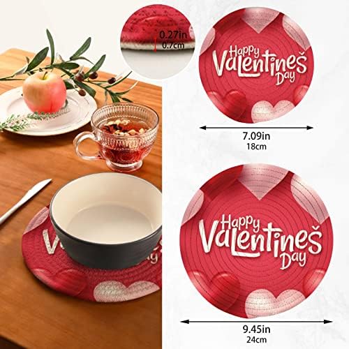 Valentines Dan Hearts Nositelji lonca za kuhinjski pamučni držač za okrugli set od 2 toplotne otporne u