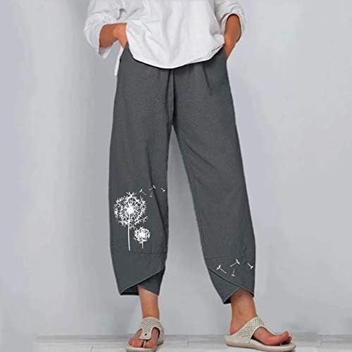 Ženska kapriza Firero za ljetne hlače široke noge visoki struk print joggers casual labavi džepovi plus