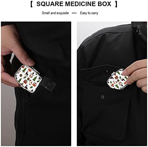 Kutija za pilule Božićni snjegović Jeleni uzorak kutija za tablete kvadratnog oblika prenosiva kutija za