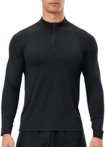 GAOQSEMG Muška lagana tanka 1/4 pulover sa patentnim zatvaračem duge rukave majice za trčanje teretane Atletski