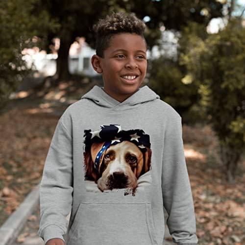 Slatka pasa dječja spužva Fleece Hoodie - USA zastava Dječje hoodie - Grafički kapuljač za djecu