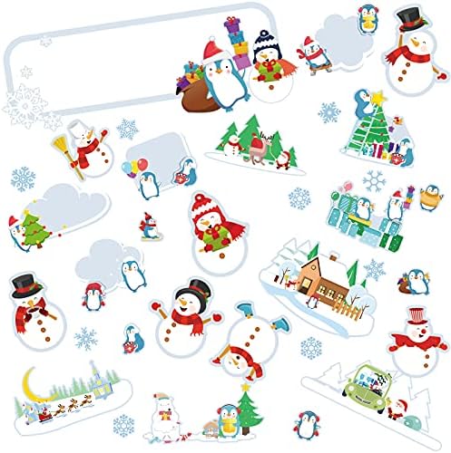 72 komada zimski oglasna ploča dekor Božić oglasna ploča Pingvin izrezi pahuljice izrezi snjegović izrezi