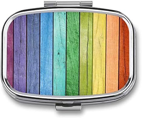 Kutija za pilule Rainbow Wood Texture futrola za tablete kvadratnog oblika za lijekove prenosiva kutija