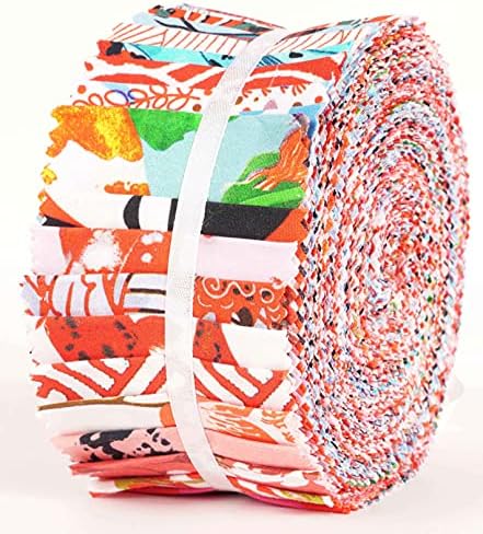 Soimoi 40kom japanski Print Pamuk Precut tkanine za Quilting zanat trake 2.5 inča Jelly Roll-crvena & amp;
