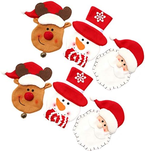 Cabilock 6pcs Božić Tabela Cover Santa šešir srebrni držači Božić nož i vilica Cover snjegović Elk srebrninu