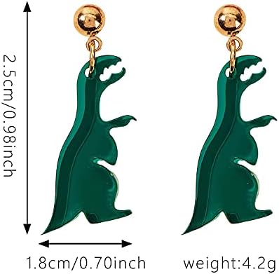 YUNXI 2 Parovi slatke naušnice dinosaurusa smola smiješne ljubičaste akrilne naušnice dinosaurusa za žene