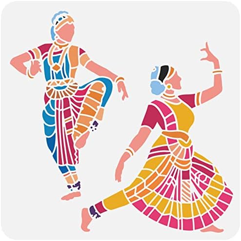 Fingeinspire indijski plesni šablon 11.8x11.8 inčni indijski šablon od šablona 2 indijanska plesačica šablona