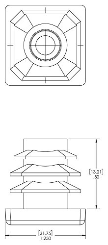 Caplugs 99395089 plastični utikač za kvadratne cijevi. SQR-2-10-14, PE-LD, za postavljanje kvadratne cijevi