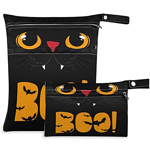 visesunny Halloween Cat Set 2kom mokra torba sa džepovima sa patentnim zatvaračem periva prostrana torba