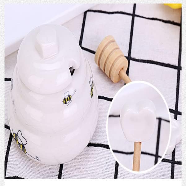 XIZHI 2kom slatka Keramika Mini tegla za med sa Diperom i poklopcem košnica u stilu meda za kućnu kuhinju