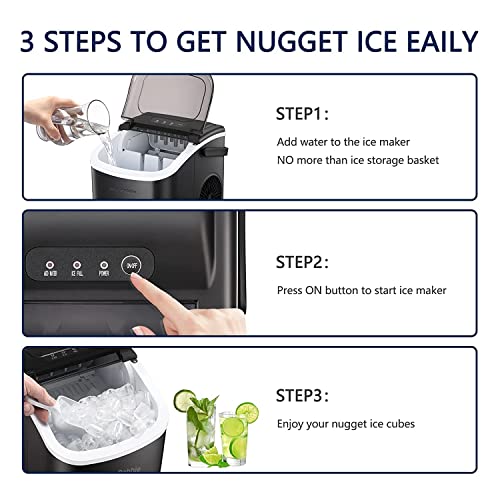 Konzerva za aparat za led s ručkom, 9 kockica spremnih za 6 min, 26kl / 24h, samočišćeno prenosivi ledeni