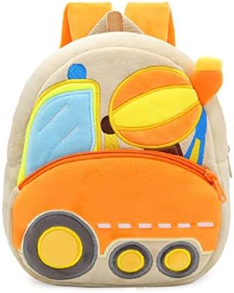 JBin Rich Little Kids Toddler Plish ruksak,Inženjerska torba za vozila za dječake i djevojčice od 1-3 godine