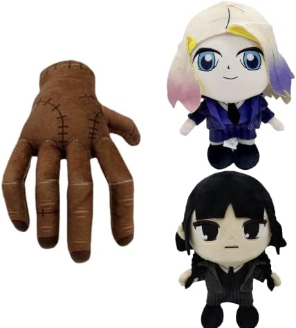 OYSPZNN 3kom Wednesday Addams plišane igračke, Addams porodična punjena lutka, slatka Addams figura pliš