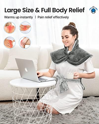 RENPHO ponderisani grejni jastučić za ublažavanje bolova u leđima, električni toplotni jastučić za vrat