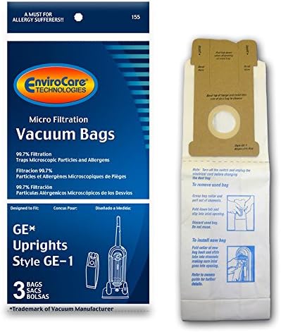EnviroCare zamjena Micro filtracijsko vakuumske torbe za GE UPrights Style GE-1 3 ​​Pack