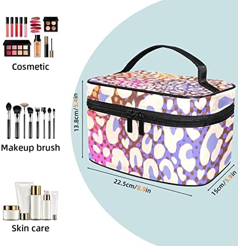 Yoyoamoy Travel Makeup Torba, vodootporna kozmetička toaletna torba sa ručkom, velika šminka za tinejdžerske djevojke dame šarene životinjske leopard otisku