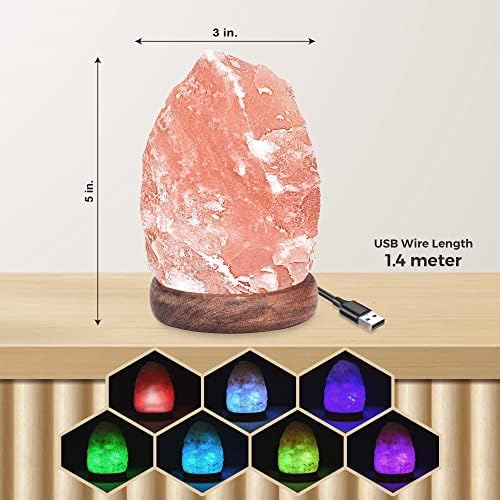 POHS Himalajska Mini USB solna lampa prirodnog oblika sa 7 boja led ručno izrađena / rezbarena kamena sol