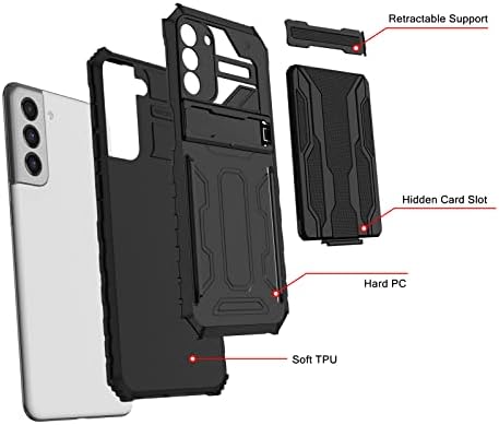 BWEGRHE slatka pas šapa štampa dizajn za Samsung Galaxy S21 FE, ugrađeni odvojivi držač za kartice torbica