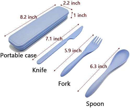4 kompleta pribora za jelo od pšenične slamke, prenosivi putni pribor kašika viljuška nož,Resuable set posuđa