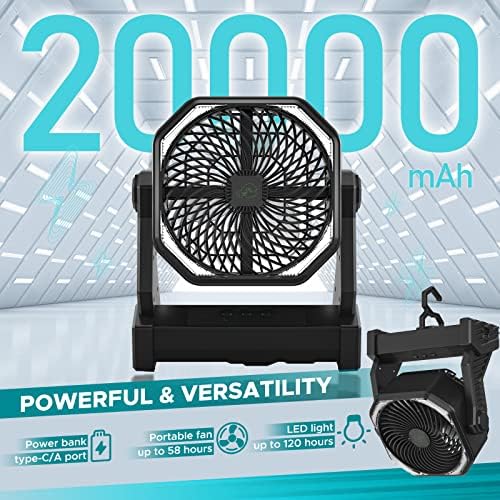 CRST 20000mah punjivi lični ventilator & Power Bank, prijenosni ventilator za kampiranje na otvorenom sa