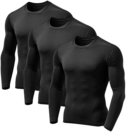 VLITEPRO 3 Paket muške duge rukave kompresijske košulje Atletski osnovni sloj za trčanje Top UV zaštita