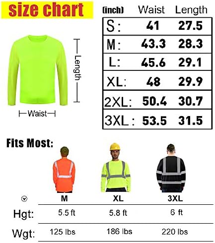 Yoweshop reflektirajuća sigurnosna majica s dugim rukavima - visoke vidljivosti po mjeri za muškarce
