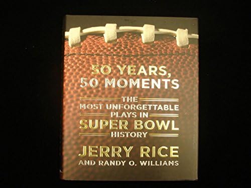 Jerry Rice sa autogramom 50 godina, 50 trenutaka istorija Super Bowla knjiga - NFL Časopisi sa autogramom