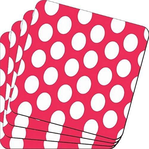 Rikki Knight Hot Pink Polka Dots Design Soft Square Beer CASTERS, MULTICOLOR