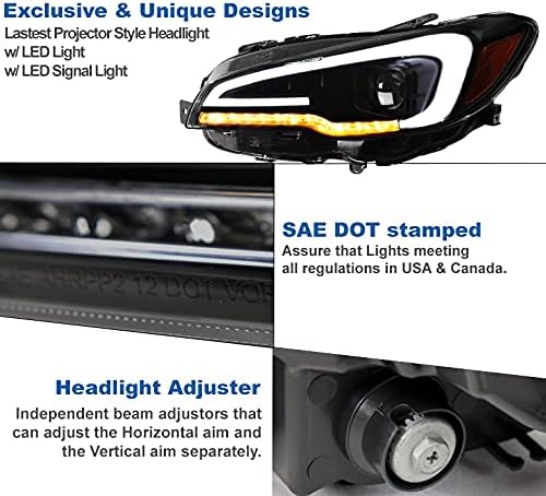 ZMAUTOPARTS LED cijev sekvencijalni signalni projektor farovi crni / dim kompatibilni sa 2015-2020 Subaru