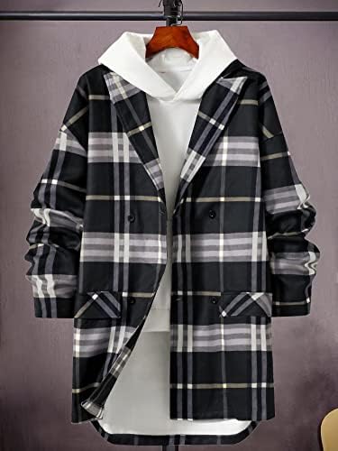 Qyiqu jakne za muškarce - muškarci karirani ispis preko kapuljača bez hoodie