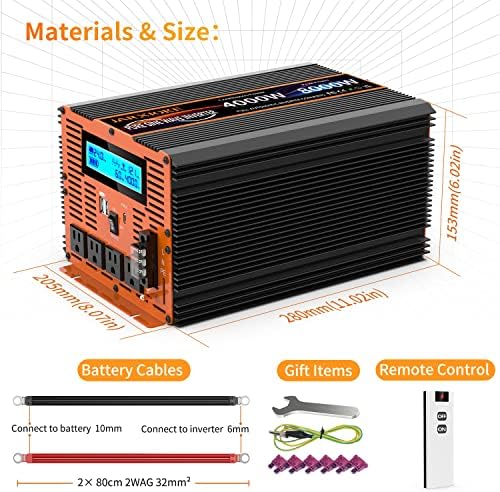 4000 Watt čisti sinusni talasni Inverter 24V DC do 110v 120v konverter za porodični RV Off Grid Solarni