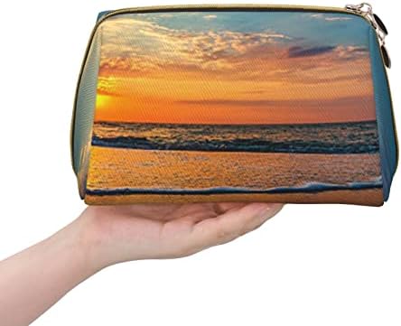 FFEXS plaža zalazak sunca kožna kozmetička torba, prijenosna kozmetička torba za velike kapacitete, jednostavna