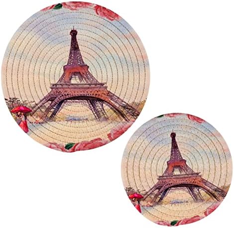 Alaza Paris Eiffel Tower Trivets za vruće posuđe 2 kom, vruća jastučić za kuhinju, trivete za vruće posude