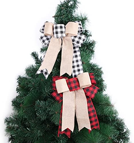 Poklon ukras Božićni luk Veliki: Xmas stablo vijenac lukovima 2pcs ukrasni drveni luk za odmor za odmor