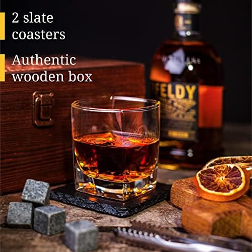 ???? ???? Dan oca za muškarce - viski staklo set od 2 - Bourbon Whiskey Stones Wood Box poklon set - uključuje
