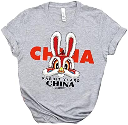 Yheght Toddler Boys Girls Kids Kineska godina zečeva Kineska novogodišnja pisma Ispisuje slatku vrh majicu