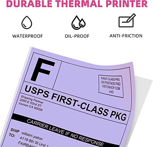 Phomemo Crni štampač etiketa sa ljubičastim termalnim naljepnicama - 4 x 6 , 500 listova