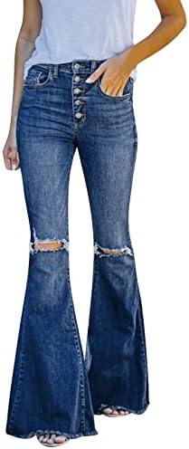 Ethia visoka žena traperice za žene za žene žensko čizme zvona dno Jeans visokog struka Stretch zvona za